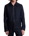 Paisley & Gray Men's Zip-front Bomber Jacket In Navy Linen