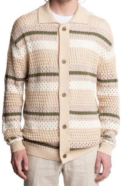 Paisley & Gray Open Knit Collar Cardigan In Neutral