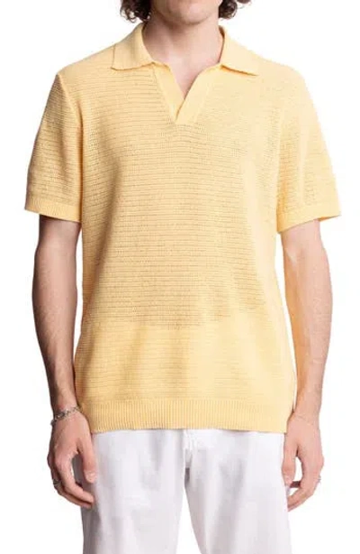 PAISLEY & GRAY PAISLEY & GRAY OPEN KNIT JOHNNY COLLAR POLO