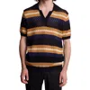 Paisley & Gray Open Knit Johnny Collar Polo In Black