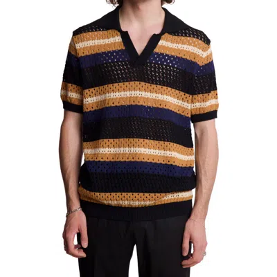 Paisley & Gray Open Knit Johnny Collar Polo In Multi