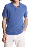 Paisley & Gray Open Knit Johnny Collar Polo In Blue