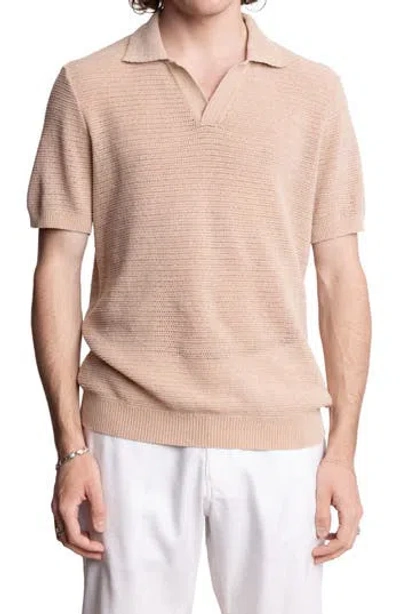 PAISLEY & GRAY PAISLEY & GRAY OPEN KNIT JOHNNY COLLAR POLO