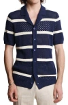 Paisley & Gray Open Stitch Short Sleeve Button-up Shirt In Black