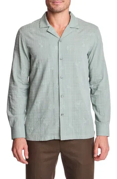 Paisley & Gray Parker Trim Fit Linen Blend Button-up Shirt In Green
