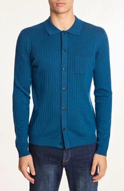 Paisley & Gray Rib Button-up Polo In Blue