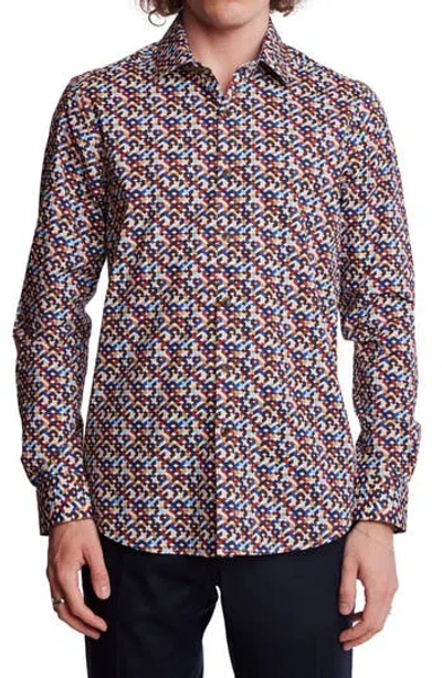 Paisley & Gray Samuel Stretch Cotton Button-up Shirt In Multi