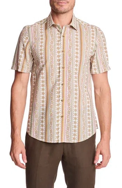 Paisley & Gray Sawyer Short Sleeve Linen Blend Button-up Shirt In Multi