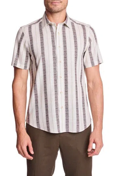 Paisley & Gray Sawyer Short Sleeve Linen Blend Button-up Shirt In Multi