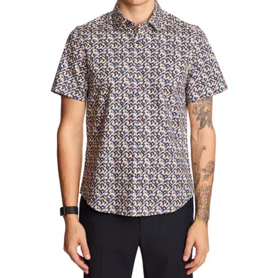 Paisley & Gray Sawyer Trim Fit Geometric Short Sleeve Button-up Shirt