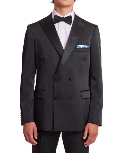 Paisley & Gray Soho Slim Fit Double Breasted Suit Jacket In Black