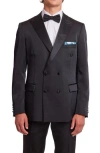 Paisley & Gray Soho Slim Fit Double Breasted Suit Jacket In Black