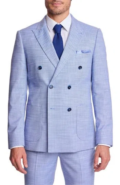 Paisley & Gray Soho Slim Fit Double Breasted Suit Jacket In Blue