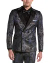 Paisley & Gray Soho Slim Fit Velvet Tux Jacket In Blue