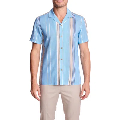 Paisley & Gray Stripe Linen Blend Camp Shirt In Blue