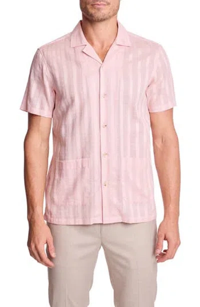 Paisley & Gray Textured Cotton Camp Shirt In Pink
