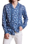 Paisley & Gray Men's Slim Fit Long Sleeve Floral Button-front Camp Shirt