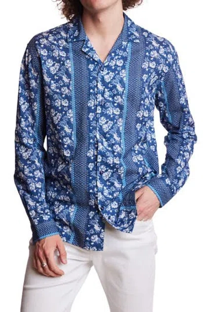 Paisley & Gray Trim Fit Floral Notch Collar Button-up Shirt