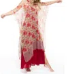 PAISLEY AND POMEGRANATE VENUS DRESS HAND BLOCK PRINTED IN CHIFFON IN RED