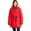Pajar Alia Mixed Media Quilted Parka With Detachable Hood And Faux Fur Trim In Current Red