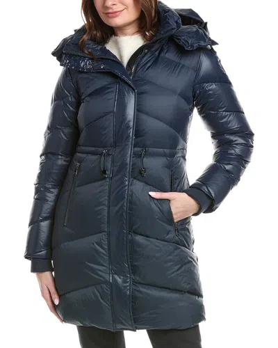 Pajar Channel Quilted Puffer Down Coat In Blue