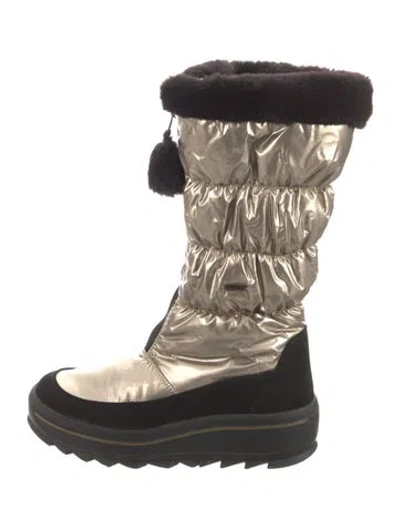 Pre-owned Pajar Colorblock Pattern Faux Fur Trim Lace-up Boots In Multi