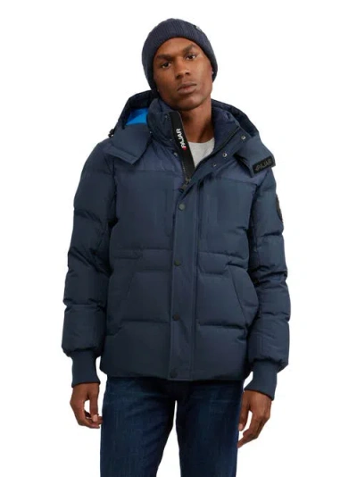 Pajar Comet Mixed Media Puffer With Detachable Hood In Blue
