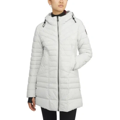Pajar Cort Light Weight Stretch Fixed Hood Puffer With Reflective Trim In Silver