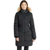 Pajar Countess Mixed Media Quilted Coat With Detachable Hood And Faux Fur Trim In Black