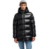 Pajar Dechen Long Channel Quilted Puffer With Detachable Hood In Black