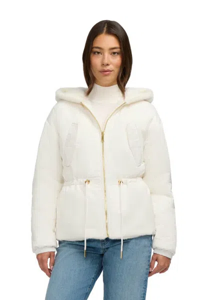 Pajar Demi Reversible Faux Fur Jacket With Hood In White Opal