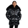 Pajar Electra Ladies Mid Puffer Coat With Detachable Sherpa Lined Split Hood In Black