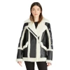 Pajar Elena Luxury Mixed Media Biker Parka With Real Shearling In Black