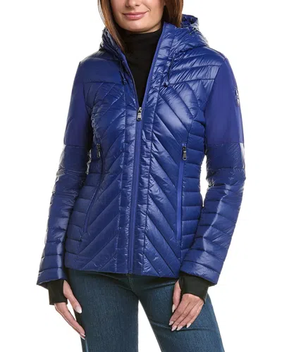Pajar Esmay Lightweight Mixed Media Quilted Jacket In Blue