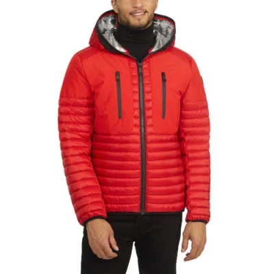 Pajar Finn Lightweight Mixed Media Puffer With Fixed Hood In Multi