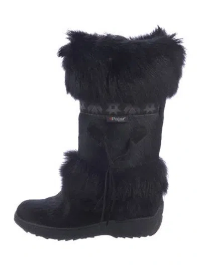 Pre-owned Pajar Fur Faux Fur Trim Snow Boots In Blue