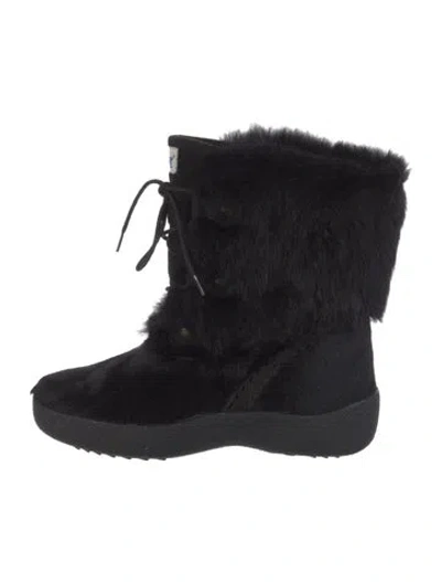 Pre-owned Pajar Fur Fur Trim Snow Boots In Black