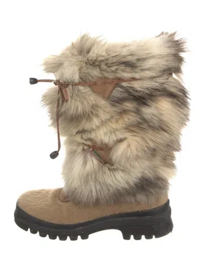 Pre-owned Pajar Fur Printed Boots In Neutral