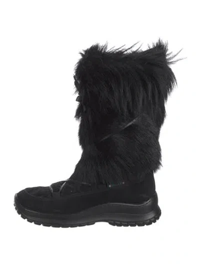 Pre-owned Pajar Fur Snow Boots In Black