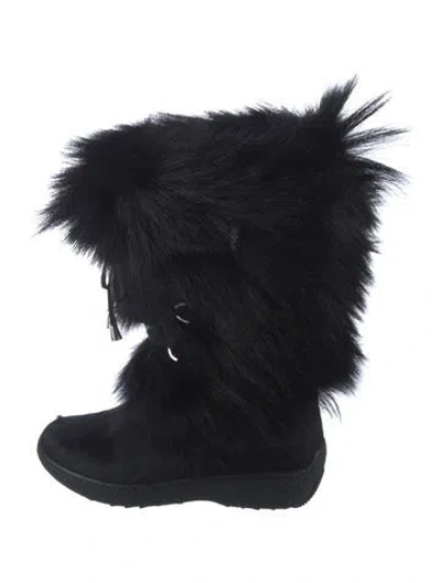 Pre-owned Pajar Fur Snow Boots In Black