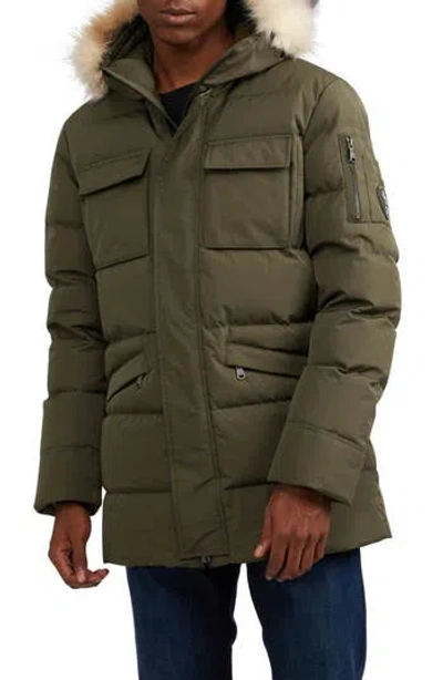 Pajar Hamilton Water Repellent Quilted Jacket With Faux Fur Trim In Green