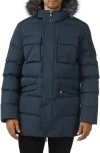 Pajar Hamilton Water Repellent Quilted Jacket With Faux Fur Trim In Navy