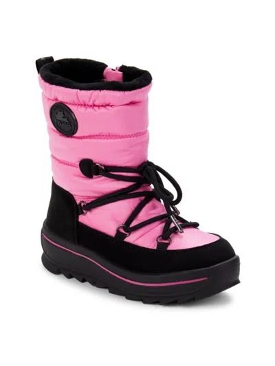 Pajar Kid's Tirana Faux Wool Boots In Black Pink