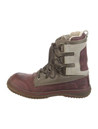 Pre-owned Pajar Leather Colorblock Pattern Lace-up Boots In Multi