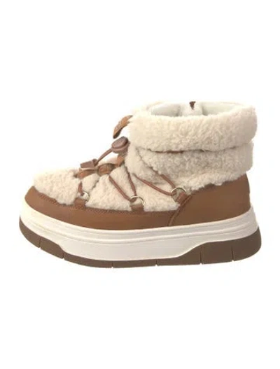 Pre-owned Pajar Leather Colorblock Pattern Wedge Sneakers In Brown