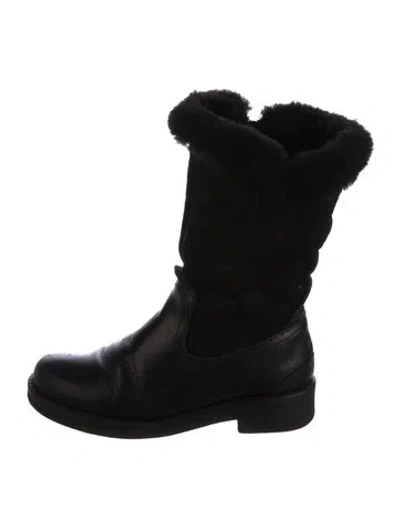 Pre-owned Pajar Leather Combat Boots In Black