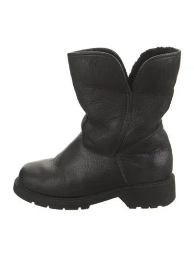 Pre-owned Pajar Leather Moto Boots In Black