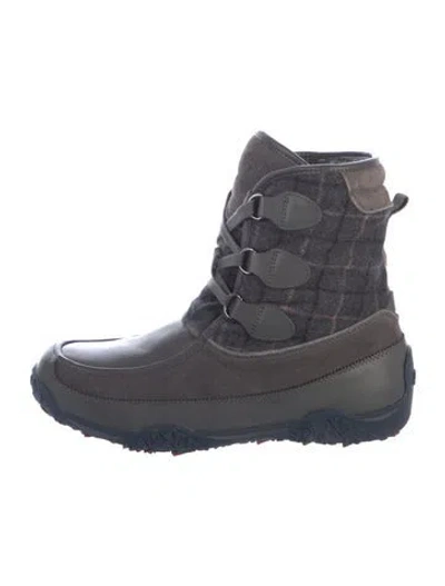 Pre-owned Pajar Leather Plaid Print Snow Boots In Blue