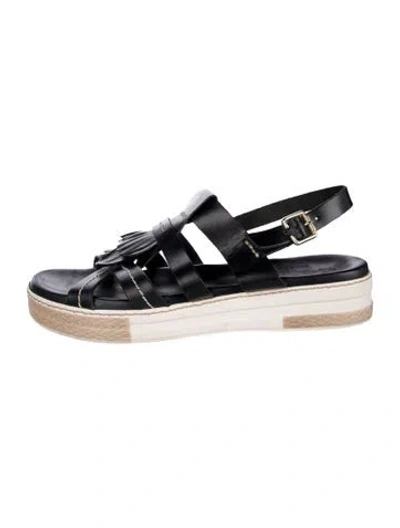 Pre-owned Pajar Leather Sandals In Black