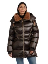 Pajar Lyra Channel Quilted Puffer With Detachable Hood In Dark Oak
